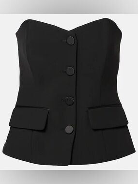 Jacob Vintage Satin Sweetheart Neck Button Detail Tailored Bustier Top (Size 10)